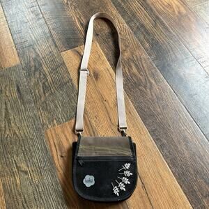 Haiku by Sharon Eisenhauer Crossbody Bag Black Brown Embroidered Small Purse